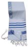 Acrylic (Imitation Wool) Tallit Prayer Shawl in Blue and Silver Stripes