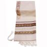Traditional Wool Tallit with Decorative Maroon and Gold Ribbons Style # 4
