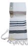 Traditional Lurex Wool Tallit in Black and Gold Stripes
