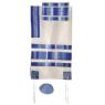 Yair Emanuel Raw Silk Appliqued Stripes Tallit in Blue