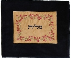 Emanuel Velvet Embroidered Applique Tallit Bag Flower Color