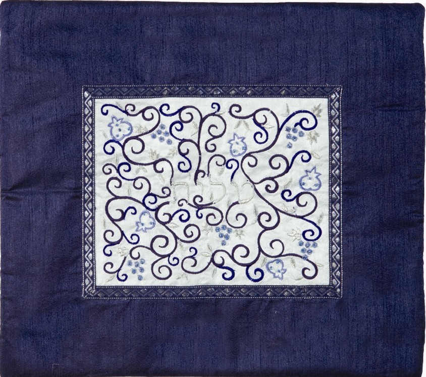 Emanuel Embroidered Tallit Bag -  White on Blue
