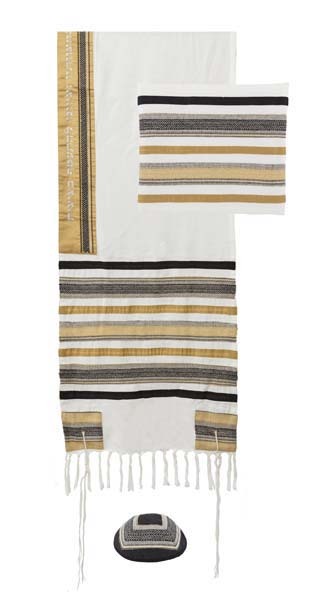 Yair Emanuel Multi-fabric Tallit - Black/Brown