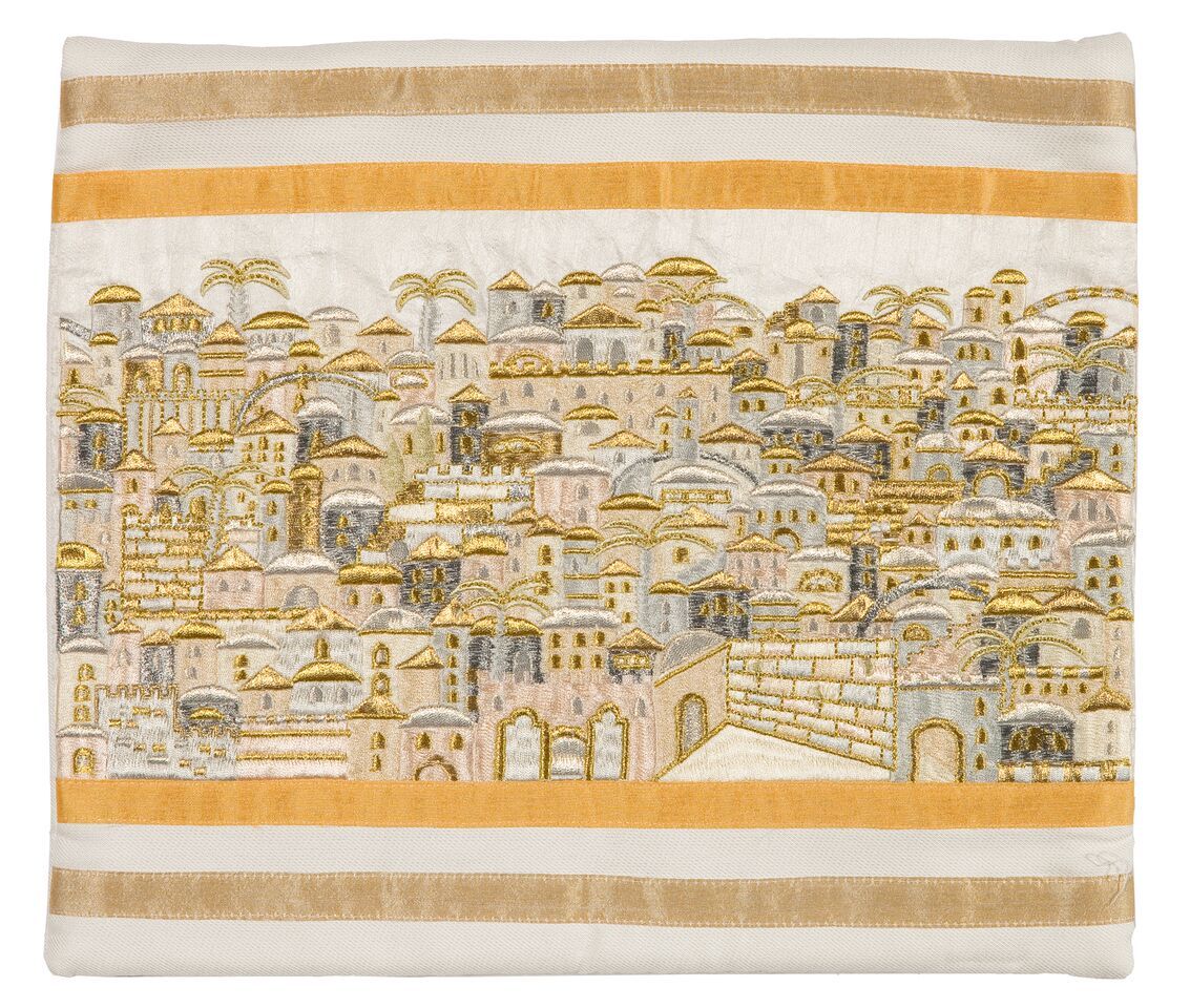 Emanuel Full Embroidered Jerusalem Tallit Bag - Gold