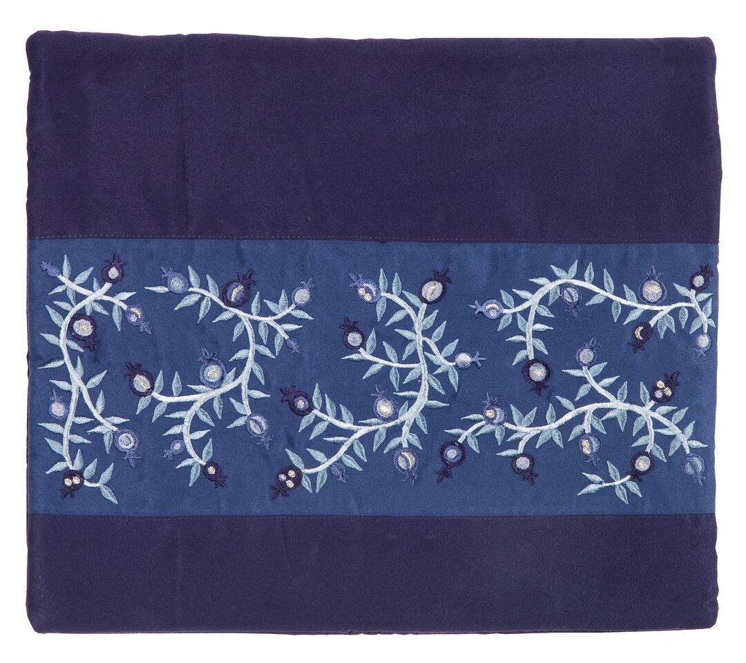 Emanuel Microsuede Tallit Bag Pomegranates- Blue