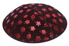 Red Foil Leaves Embossed Kippah