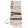 Traditional Wool Tallit with Decorative Black and Gold Ribbons Style # 4