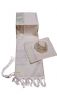 Carmel Tallit Set in White and Gold Stripes