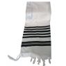 Traditional Wool Talit with Black & White Stripes