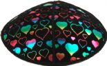 Rainbow Foil Hearts Embossed Kippah