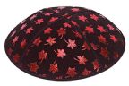 Red Foil Leaves Embossed Kippah