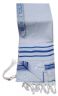 Acrylic (Imitation Wool) Tallit Prayer Shawl in Blue and Silver Stripes