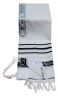 Acrylic (Imitation Wool) Tallit Prayer Shawl in Black and Silver Stripes