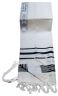 Traditional Lurex Wool Tallit in Black and Silver Stripes