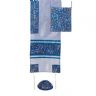 Yair Emanuel Embroidered Raw Silk Tallit Set in Light Blue