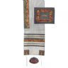 Yair Emanuel Embroidered Raw Silk Tallit Set Jerusalem in Grey