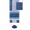 Yair Emanuel Embroidered Dark Pomegranates Raw Silk Tallit Set in Light Blue