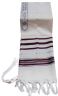 Traditional Lurex Wool Tallit in Maroon and Silver Stripes