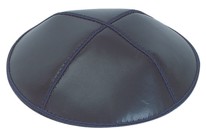 Navy Leather Kippah