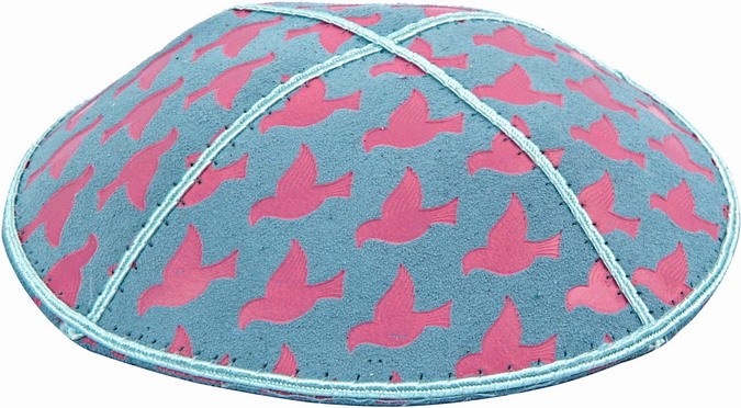 Pink Doves Foil Embossed Kippah