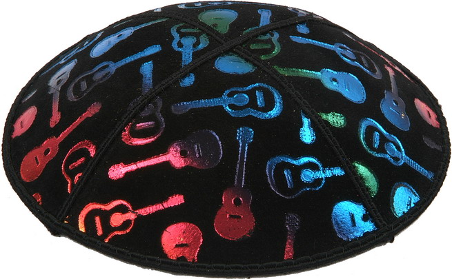 Rainbow Foil Guitars Embossed Kippah