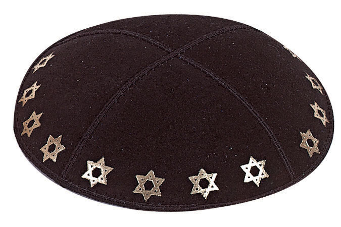 Foil Embossed Star of David Border Kippah