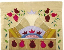 Emanuel Raw Silk Tallit Bag Pomegranate - Gold