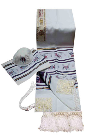 Moadim / Jewish Festivals Motifs Talit Set in Maroon Shades