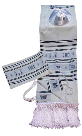 Moadim / Jewish Festivals Motifs Talit Set in Black Shades