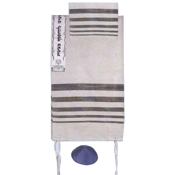 Yair Emanuel Hand Woven Raw Silk Tallit Set in Silver