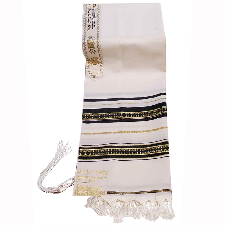 Traditional Wool Tallit with Decorative Ribbon Style # 18